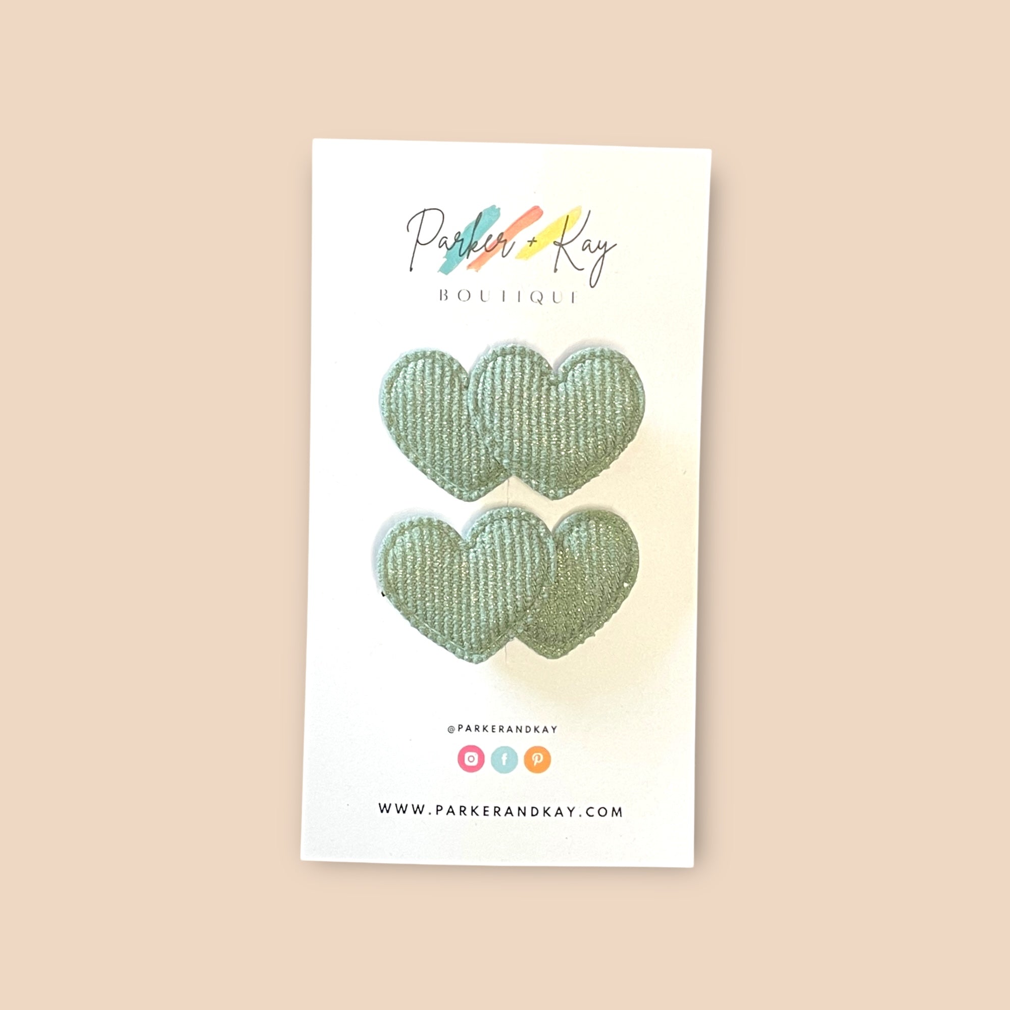 Boho Corduroy Puff Hearts Hair Clips