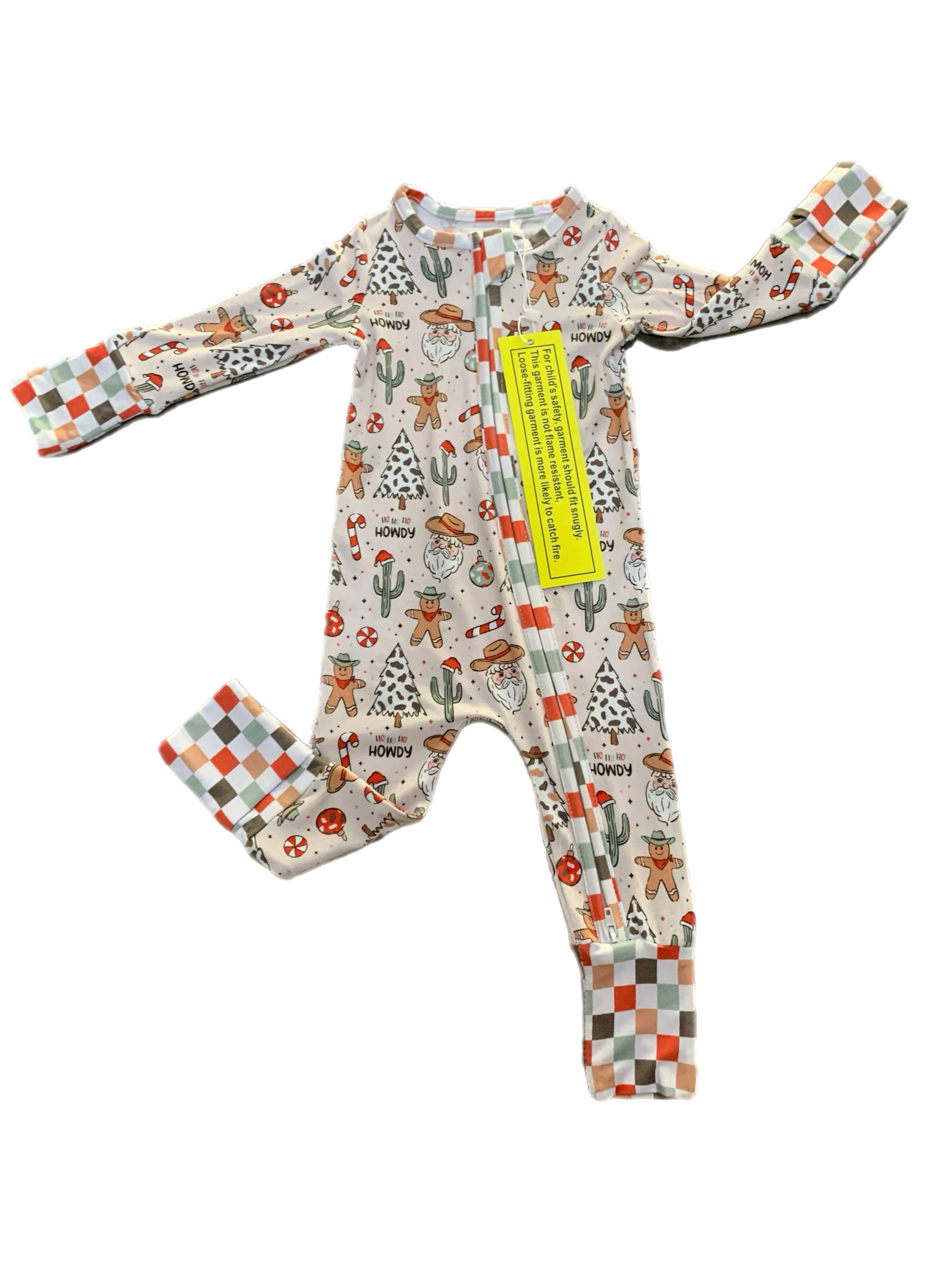 Cowboy christmas bamboo zip sleeper 220 GSM- TRUE TO SIZE