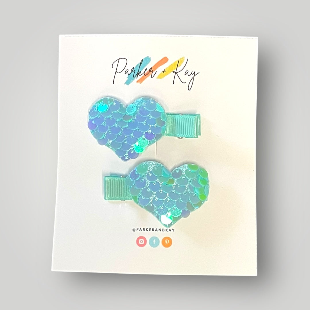 Sequin Heart Hair Clips