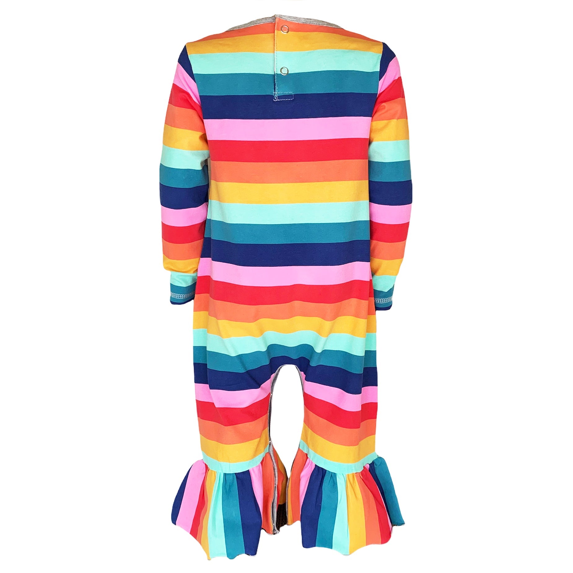 AnnLoren Girls Long Sleeve Rainbow Hearts Baby Toddler Romper One Piece