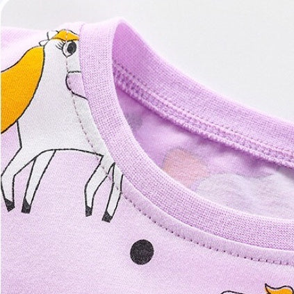 Baby Girl Unicorn Pattern Long Sleeves Style Dress In Autumn Wearing Outfits-1