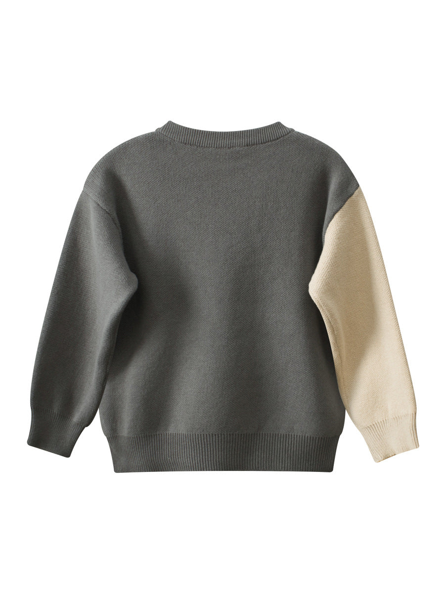 Autumn Arrival Baby Girls Kids Cute Cat Pattern Crew Neck Long Sleeves Knitted Sweatshirt Pullover-1