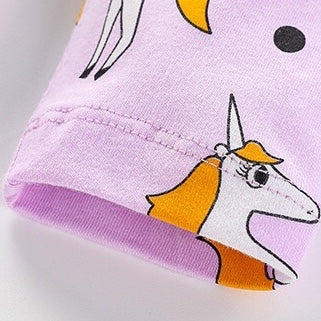 Baby Girl Unicorn Pattern Long Sleeves Style Dress In Autumn Wearing Outfits-2