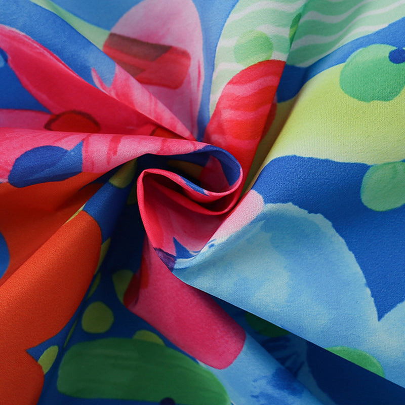 Arrival European and American Style Girls’ Hooded Zip-up Colorful Flowers Pattern Coat with Long Sleeves-2