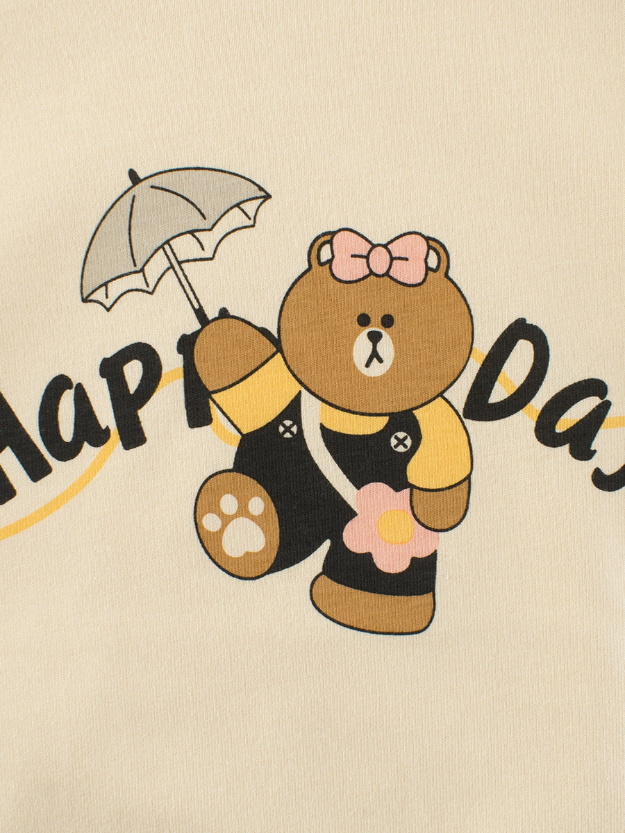 Autumn Arrival Kids Girls Cartoon Print Crew Neck Long Sleeves Color Patchwork Shirt-2