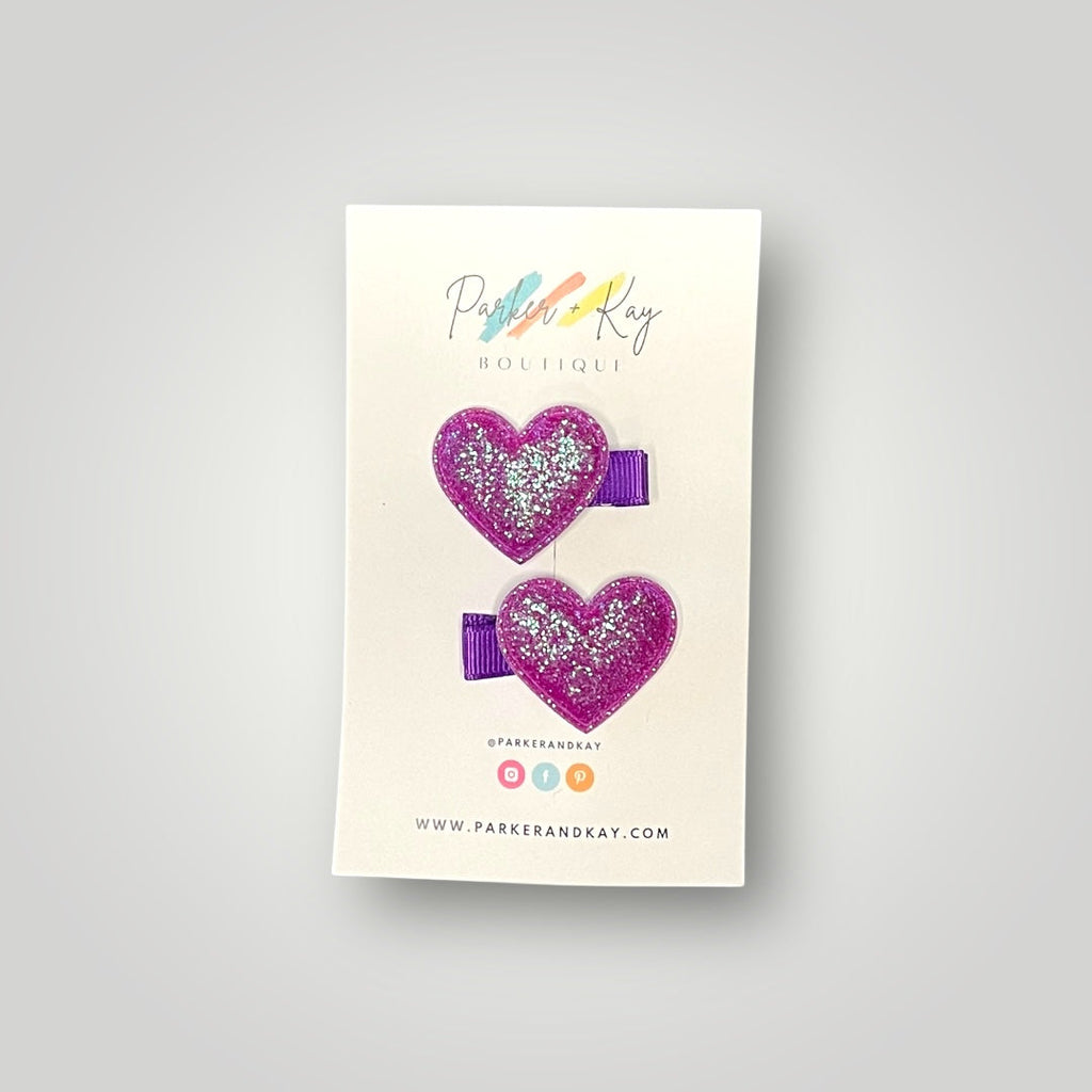 Sparkling Heart Hair Clips