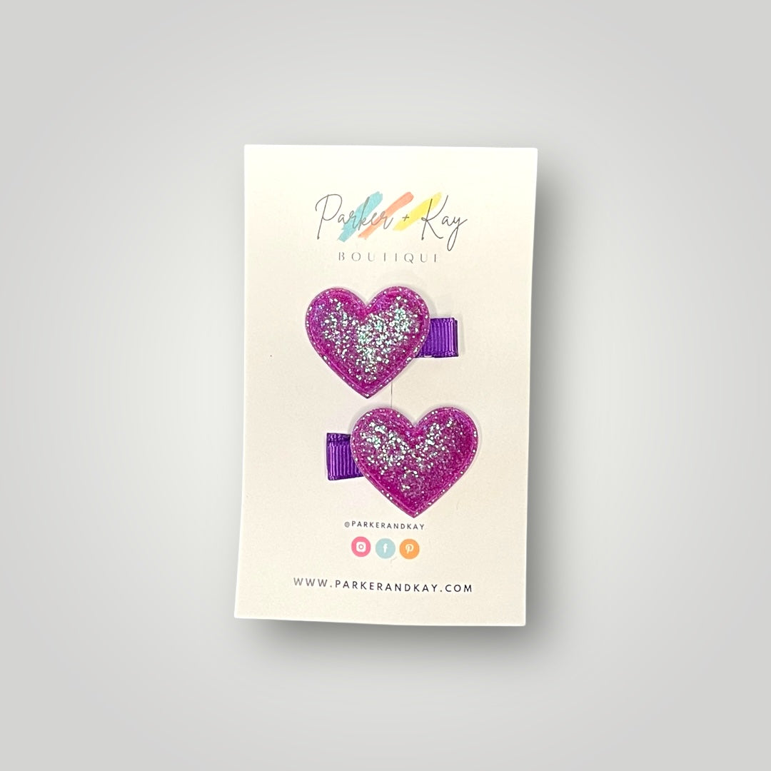 Sparkling Heart Hair Clips