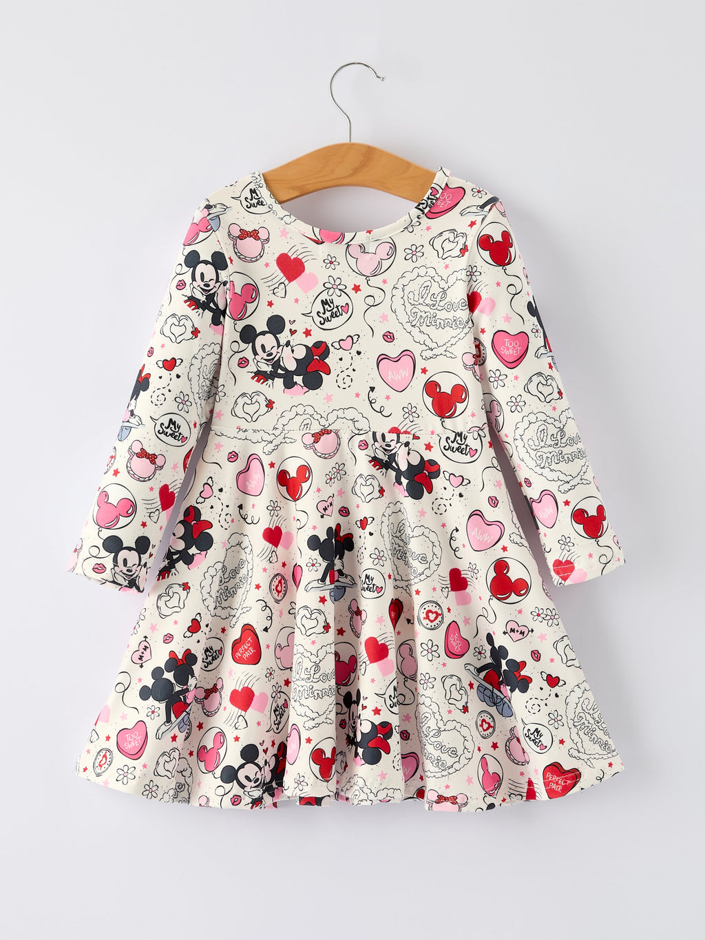 Valentine's Day Girls' Long Sleeve Letter Print Dress