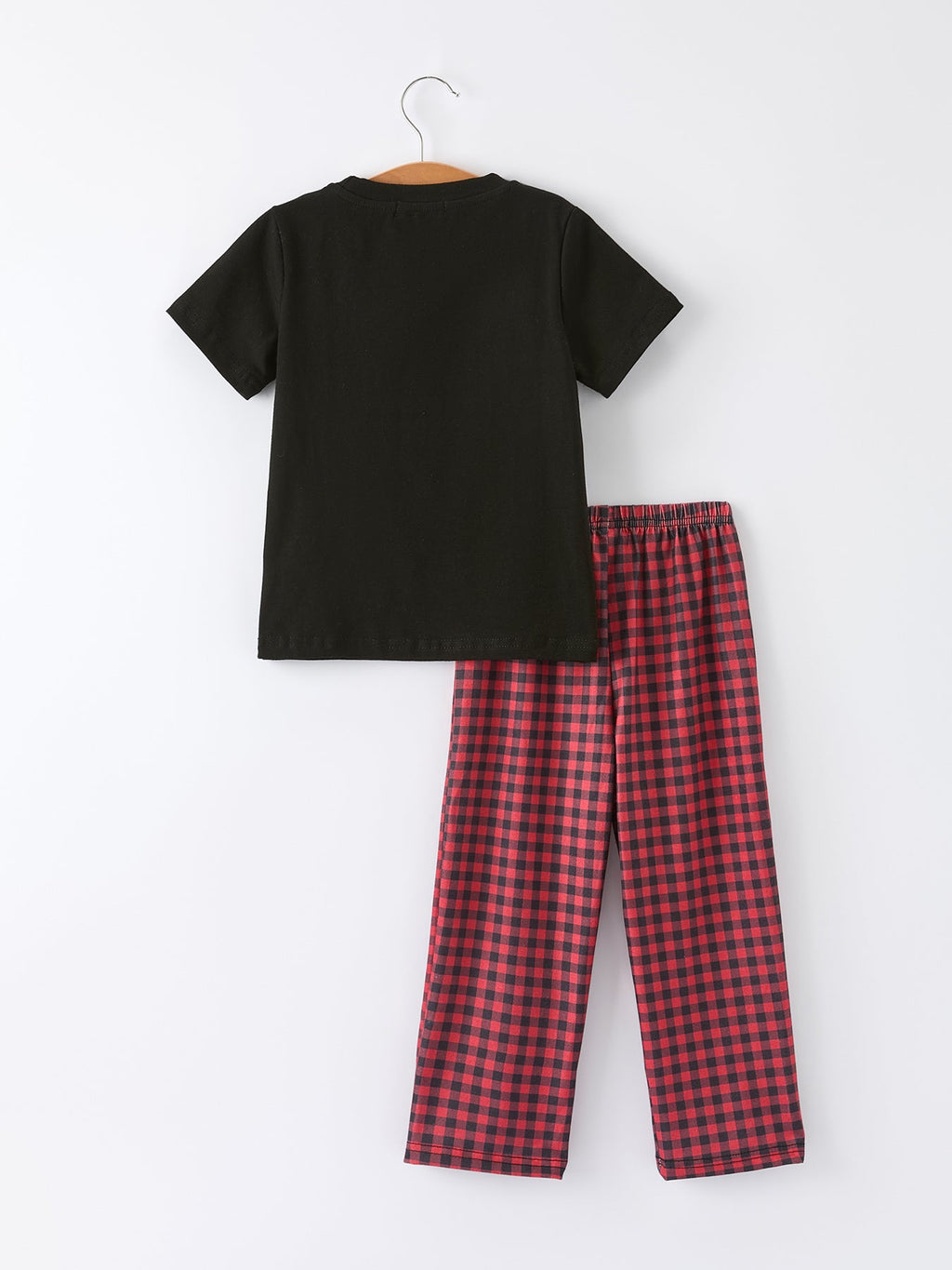 Valentine's Day Letter Print Top + Plaid Pants Boys Set