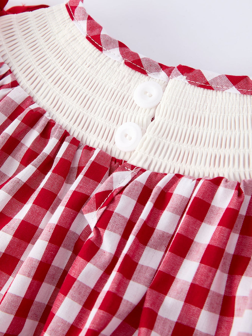 Valentine Red Plaid Dress with Smocked Heart Dog Detail and Bows