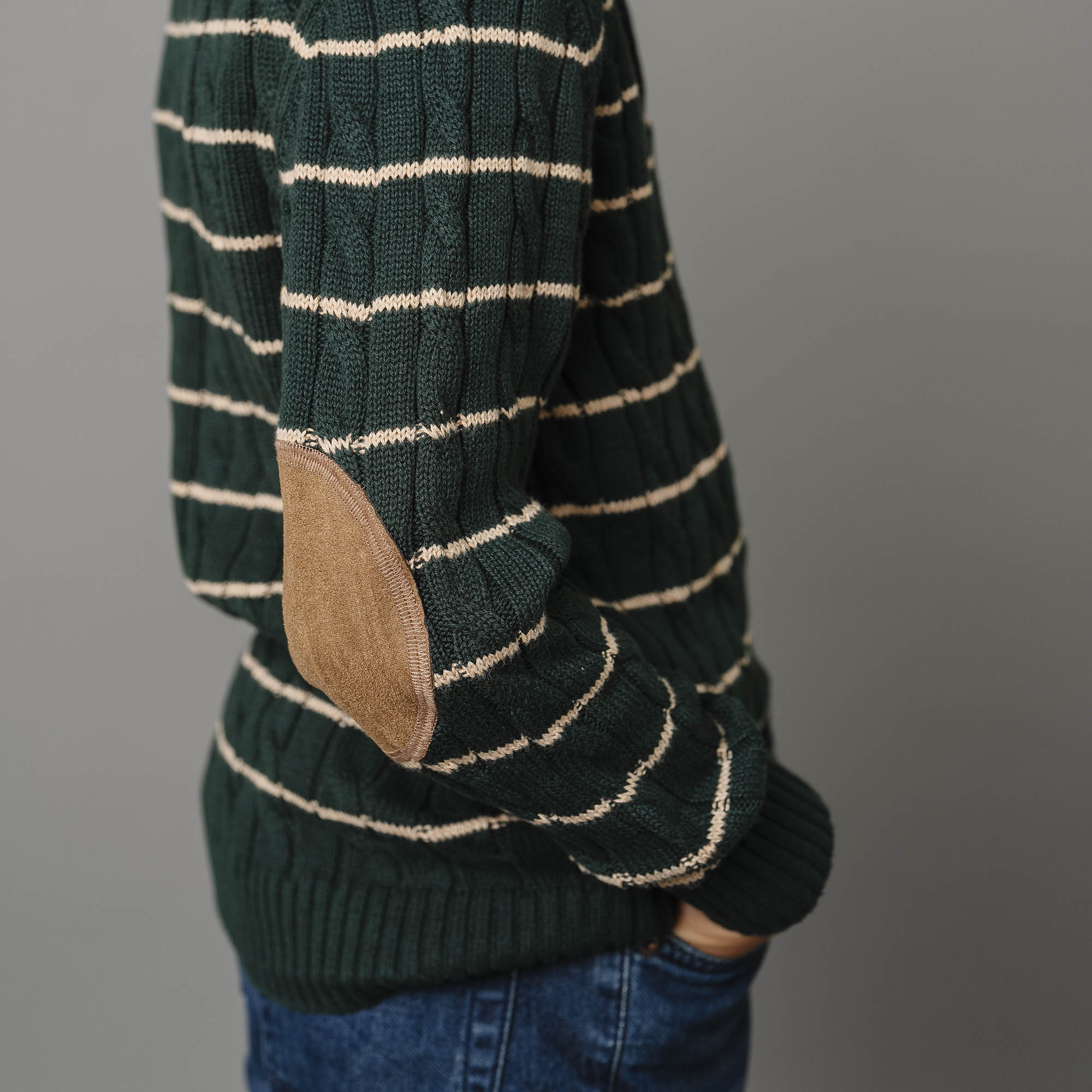 Organic Sweater Henley with Elbow Patches - Baby