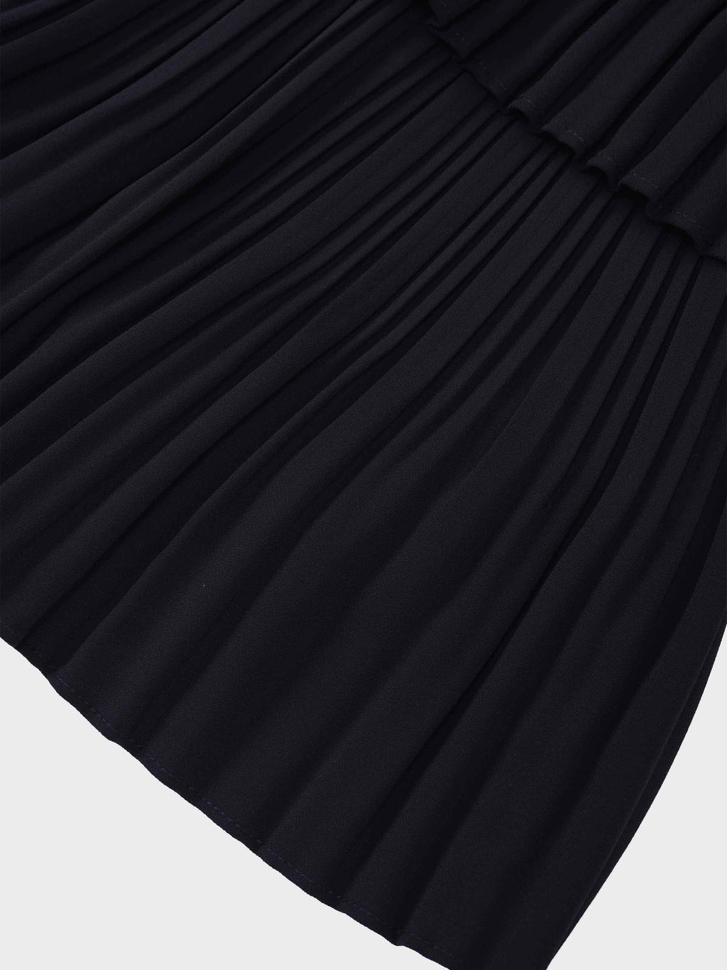 Pleated Layer Skirt 37"-Navy-4