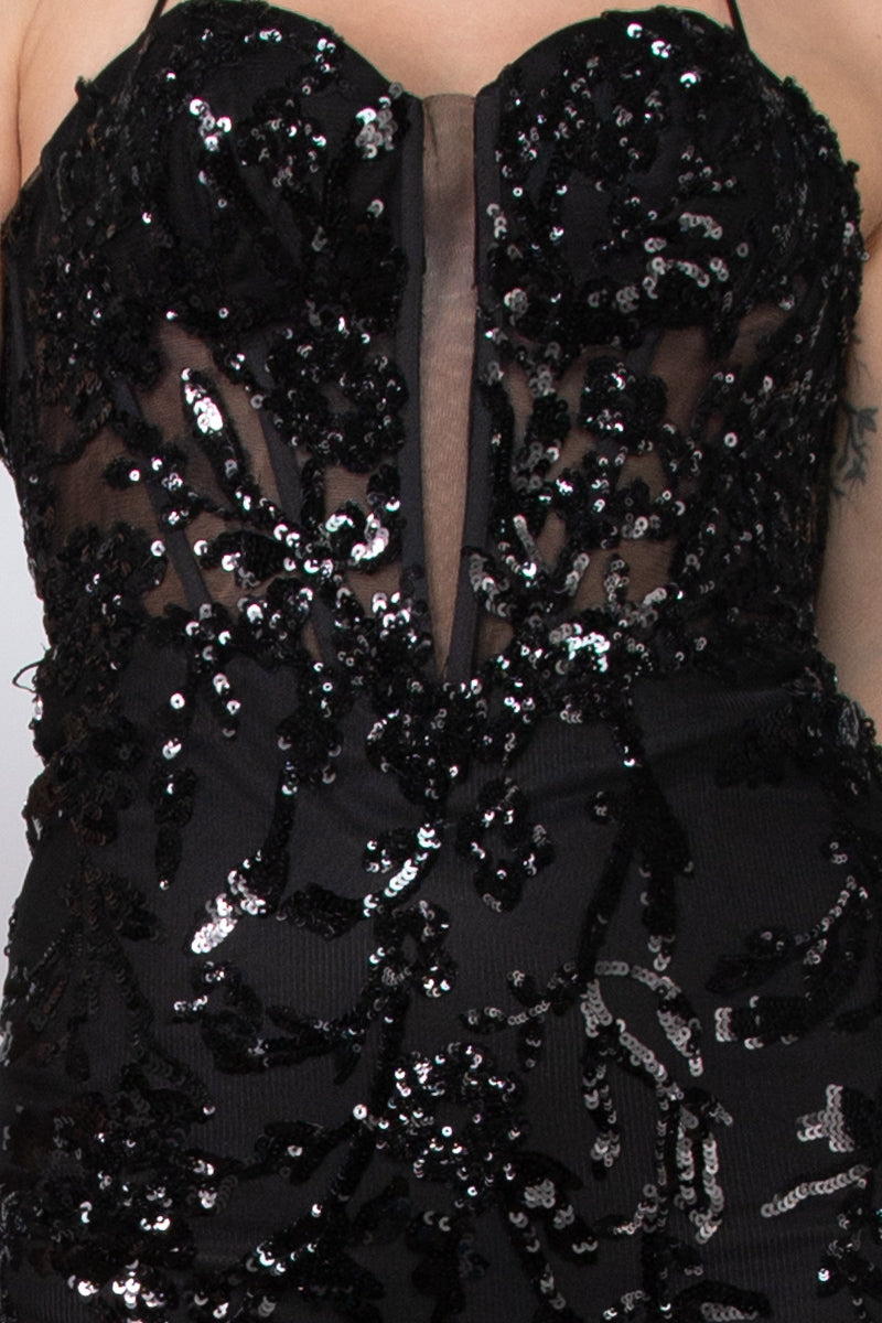 Colors Dress Embroidered Plunging Neckline Gown-2