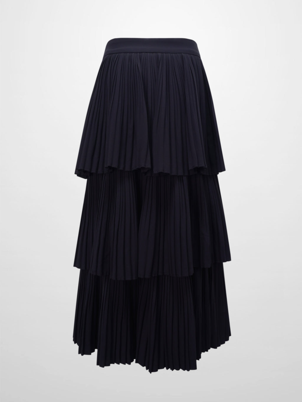 Pleated Layer Skirt 37"-Navy-1