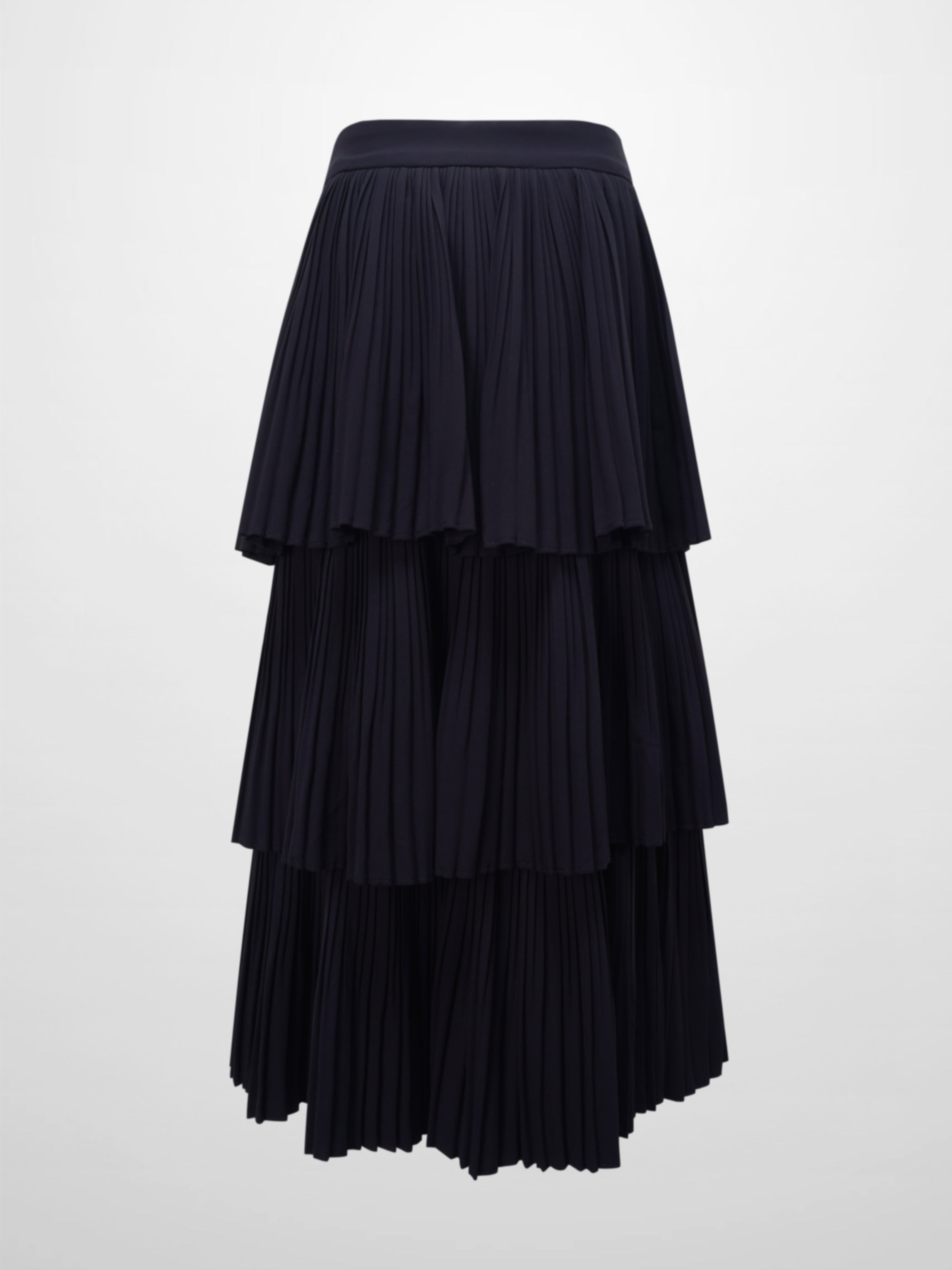 Pleated Layer Skirt 37"-Navy-1