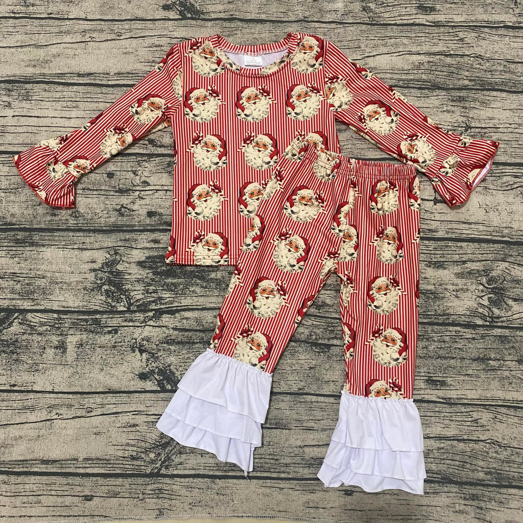 Santa Stripe two-piece ruffle set