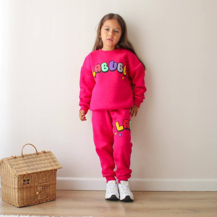 Vibrant La-Bu-Bu Girls Joggers Set-0