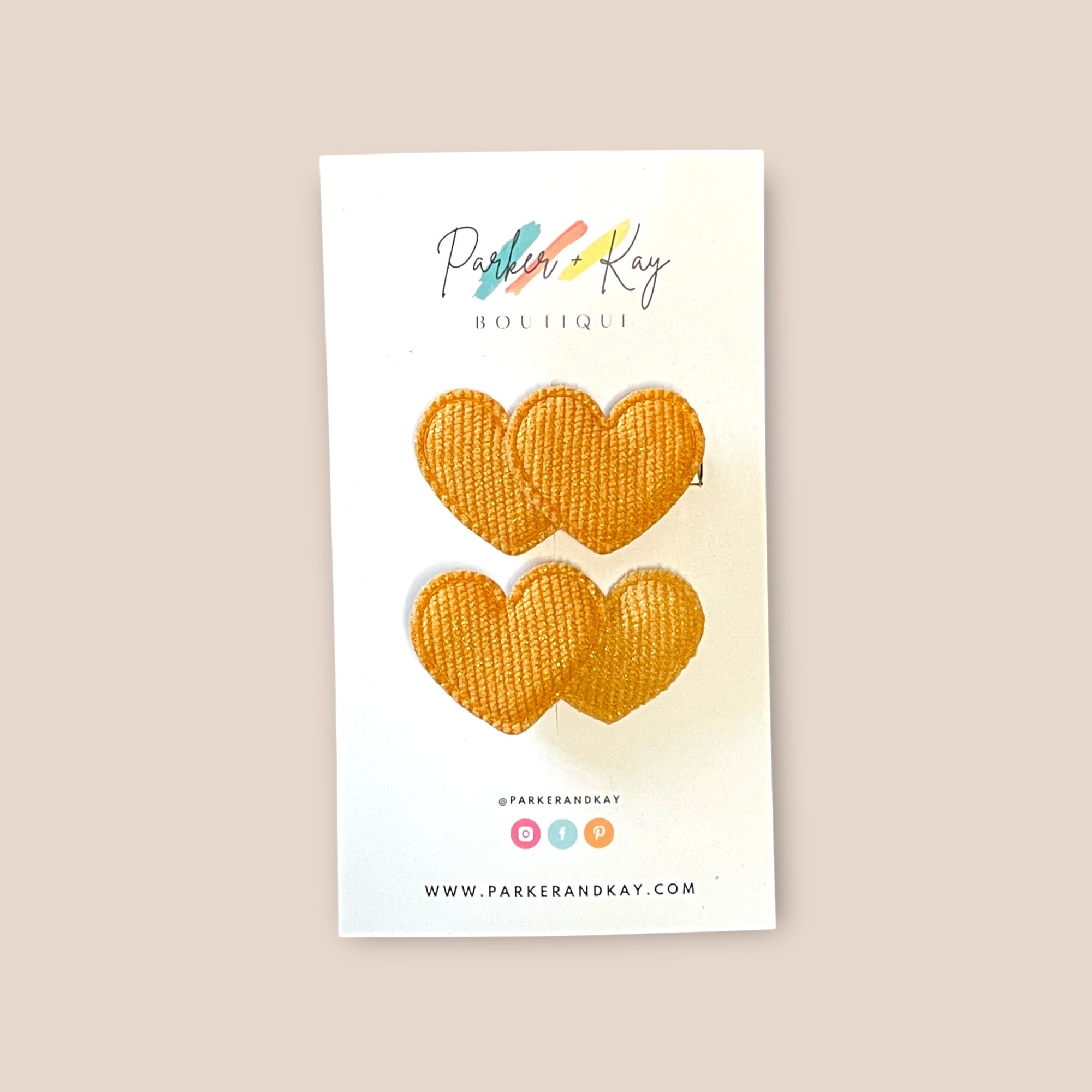 Boho Corduroy Puff Hearts Hair Clips