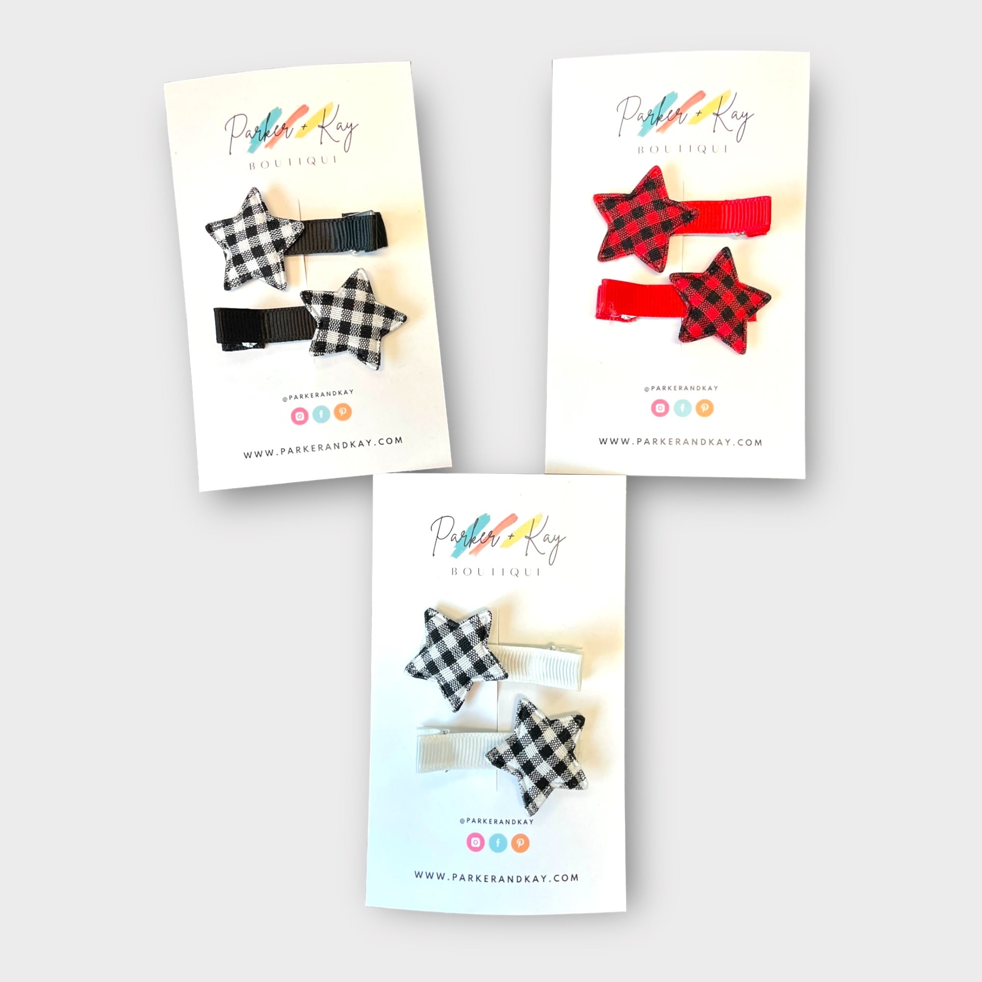 Buffalo Check Stars Hair Clips