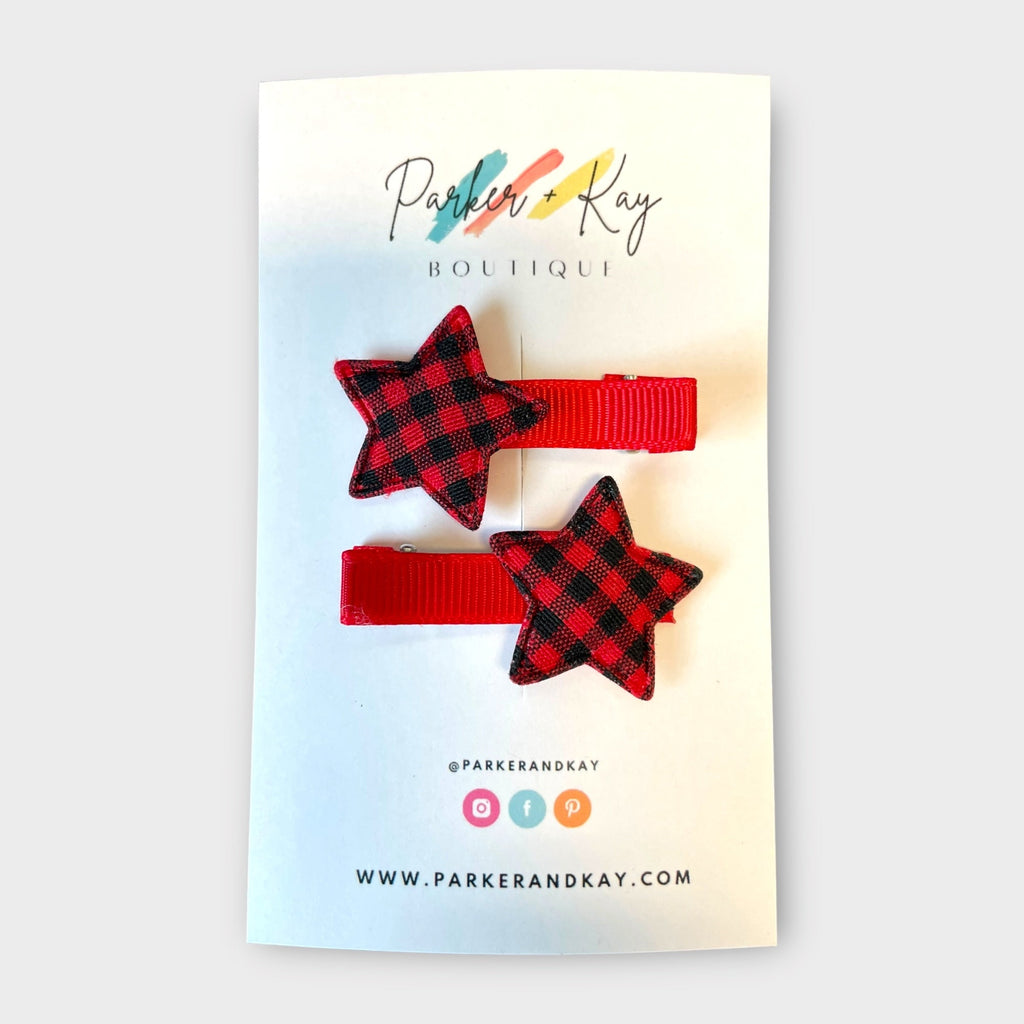 Buffalo Check Stars Hair Clips