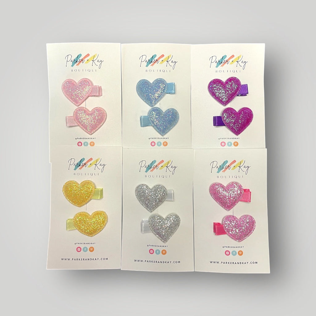 Sparkling Heart Hair Clips