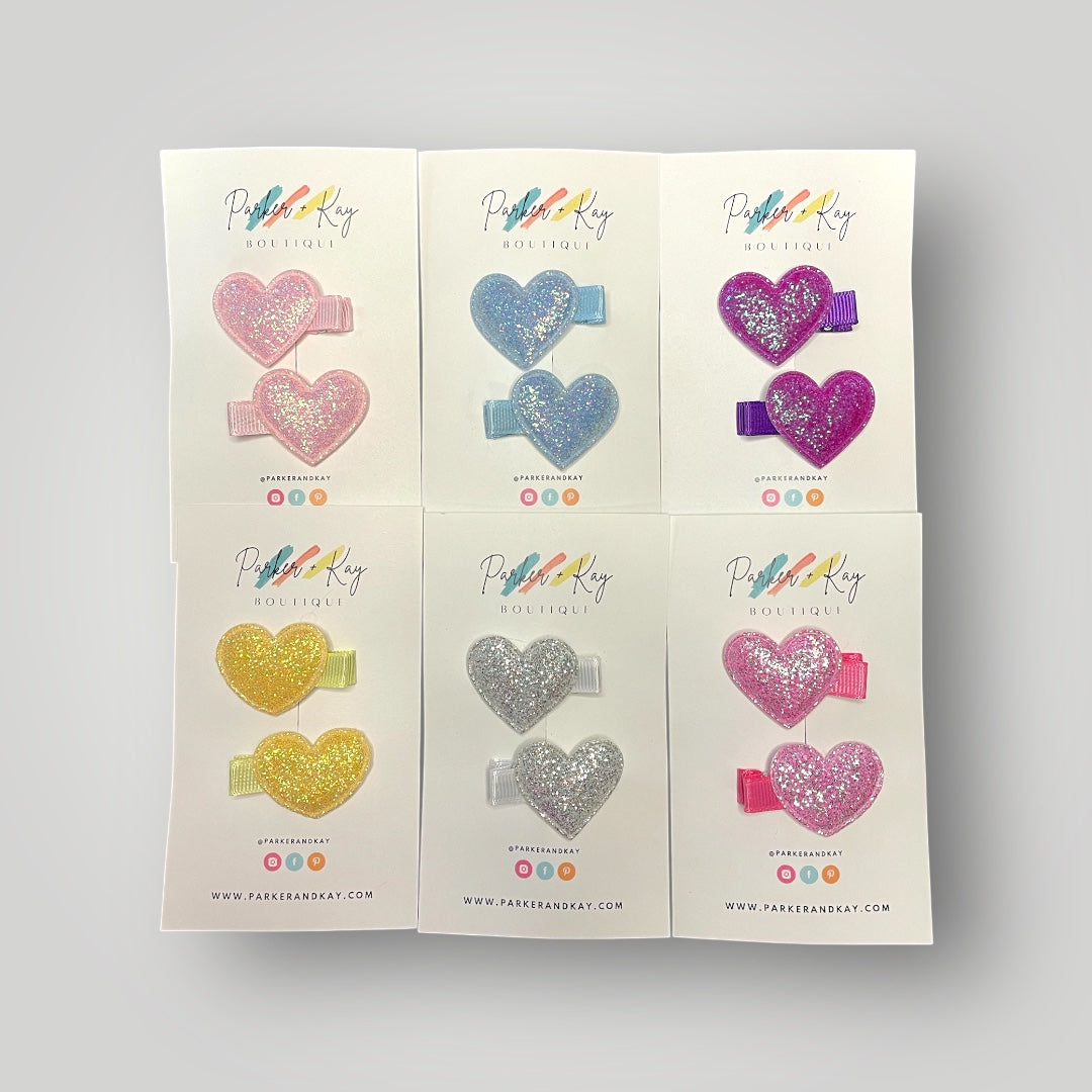 Sparkling Heart Hair Clips