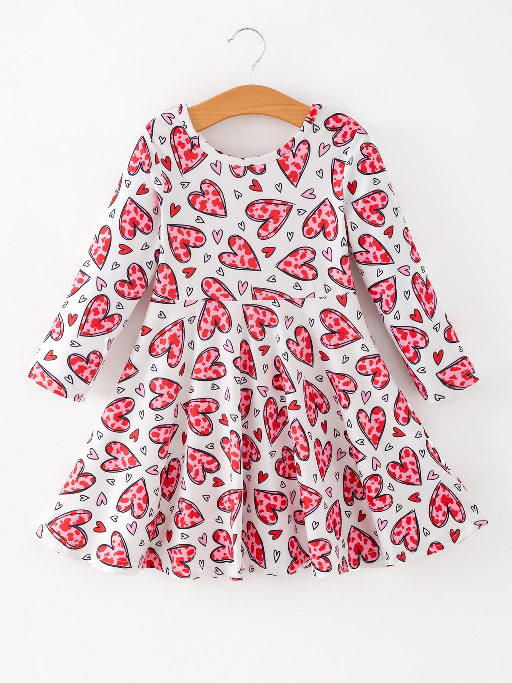 Toddler Girls Valentine Party Red Heart Print Dress