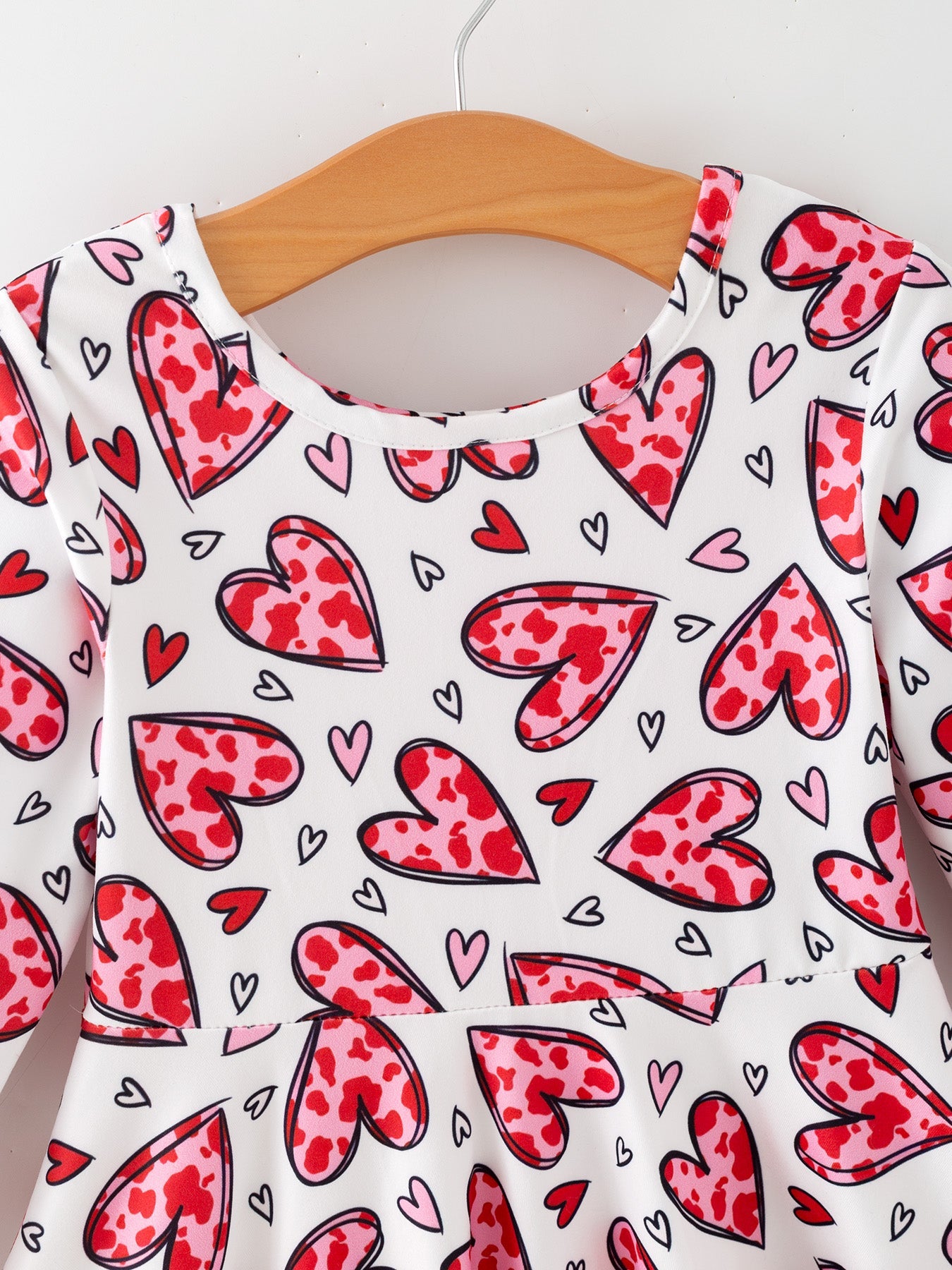 Toddler Girls Valentine Party Red Heart Print Dress