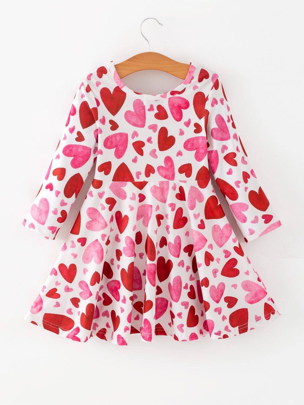 Toddler Girls Valentine Cute Pink Red Heart Print Dress