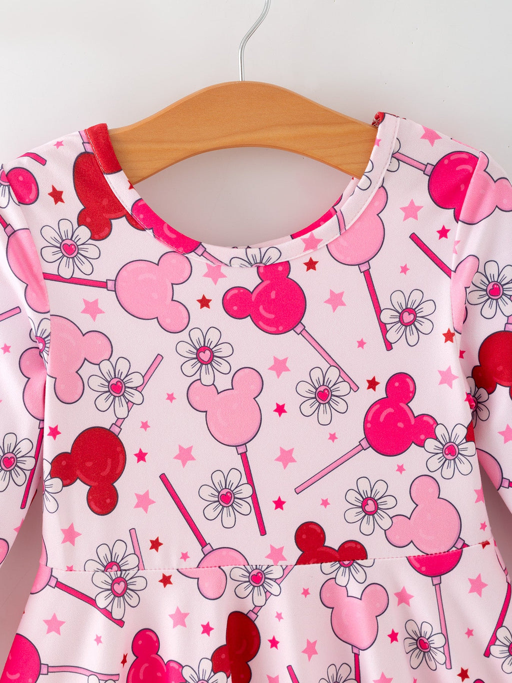 Valentine Dress for Girls – Pink Dress with Daisy & Lollipop Print