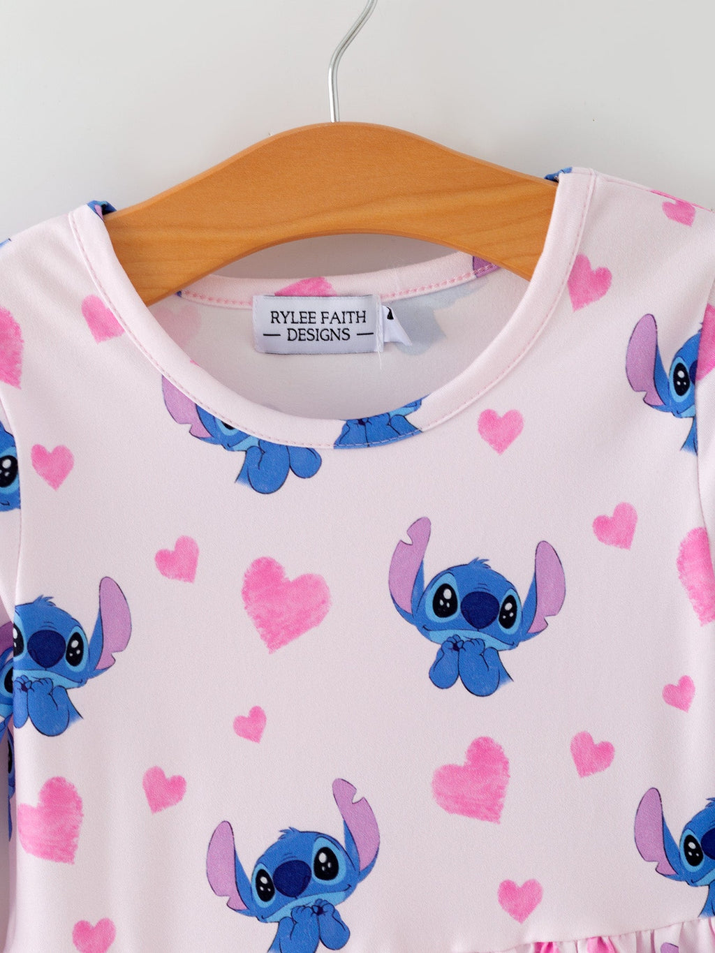 Valentine's Day Character Print Ruffle Long Sleeve Girls Dress