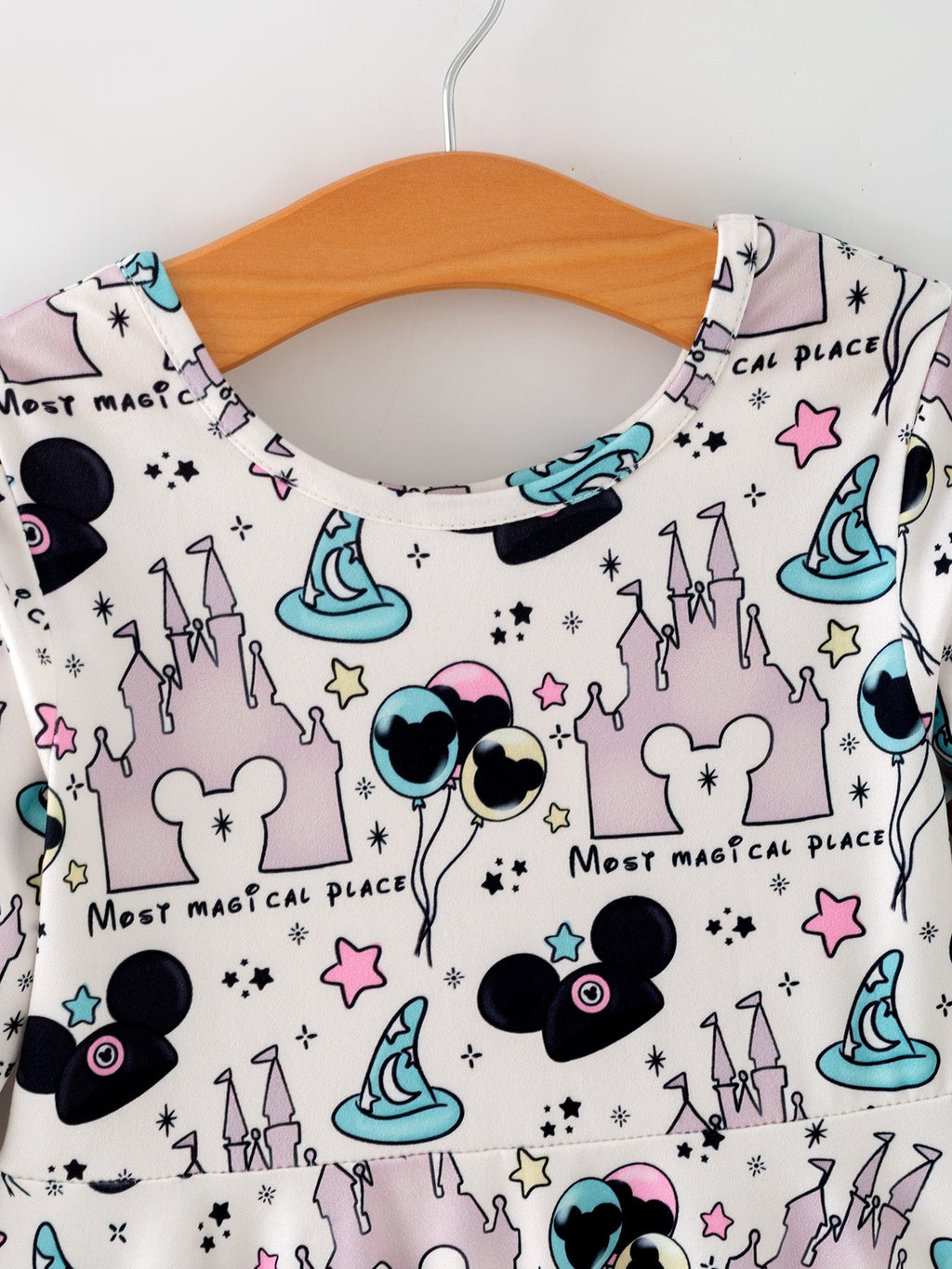 Valentine's Day Girls Castle Character Print Long Sleeve Dress