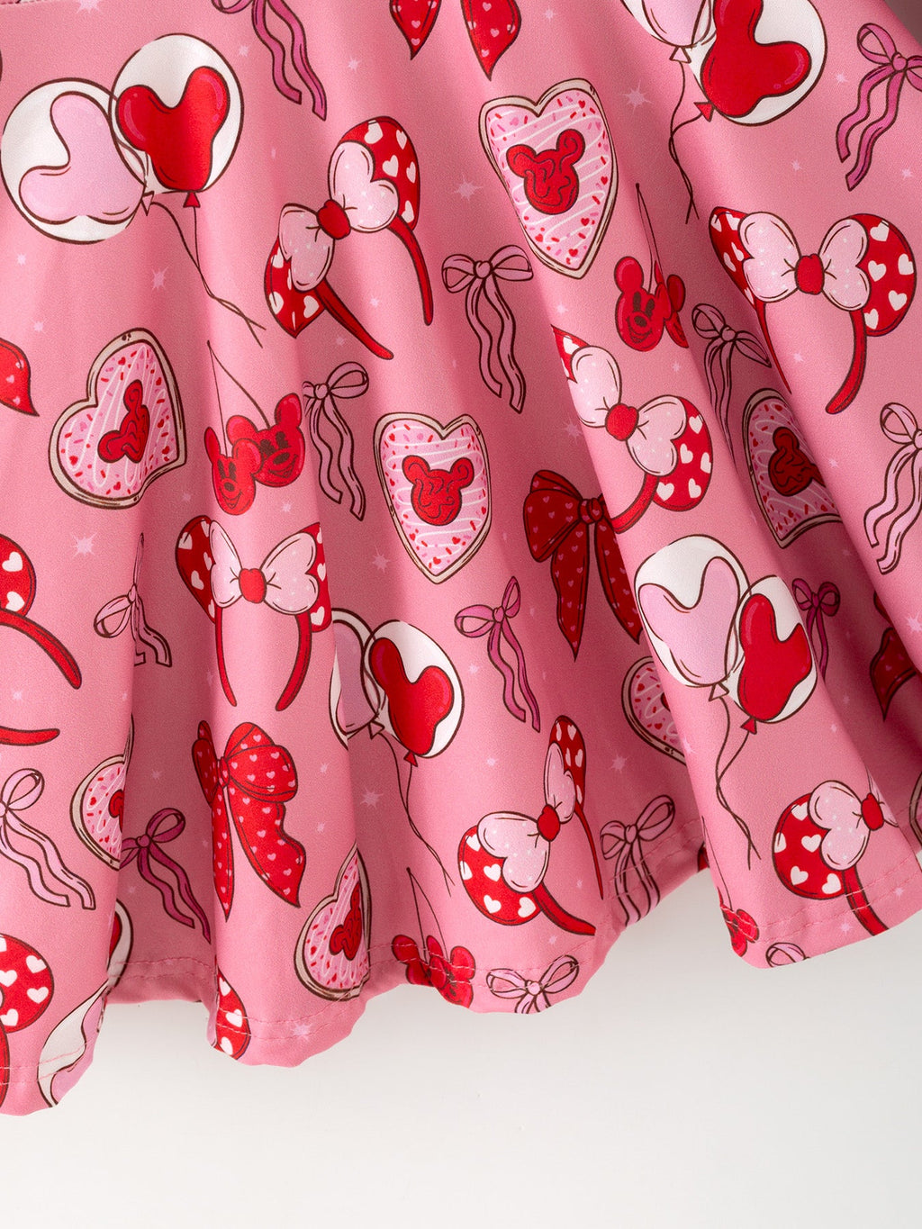 Toddler Girls Valentine Party Pink Dress – Red Bow Heart Print Outfit