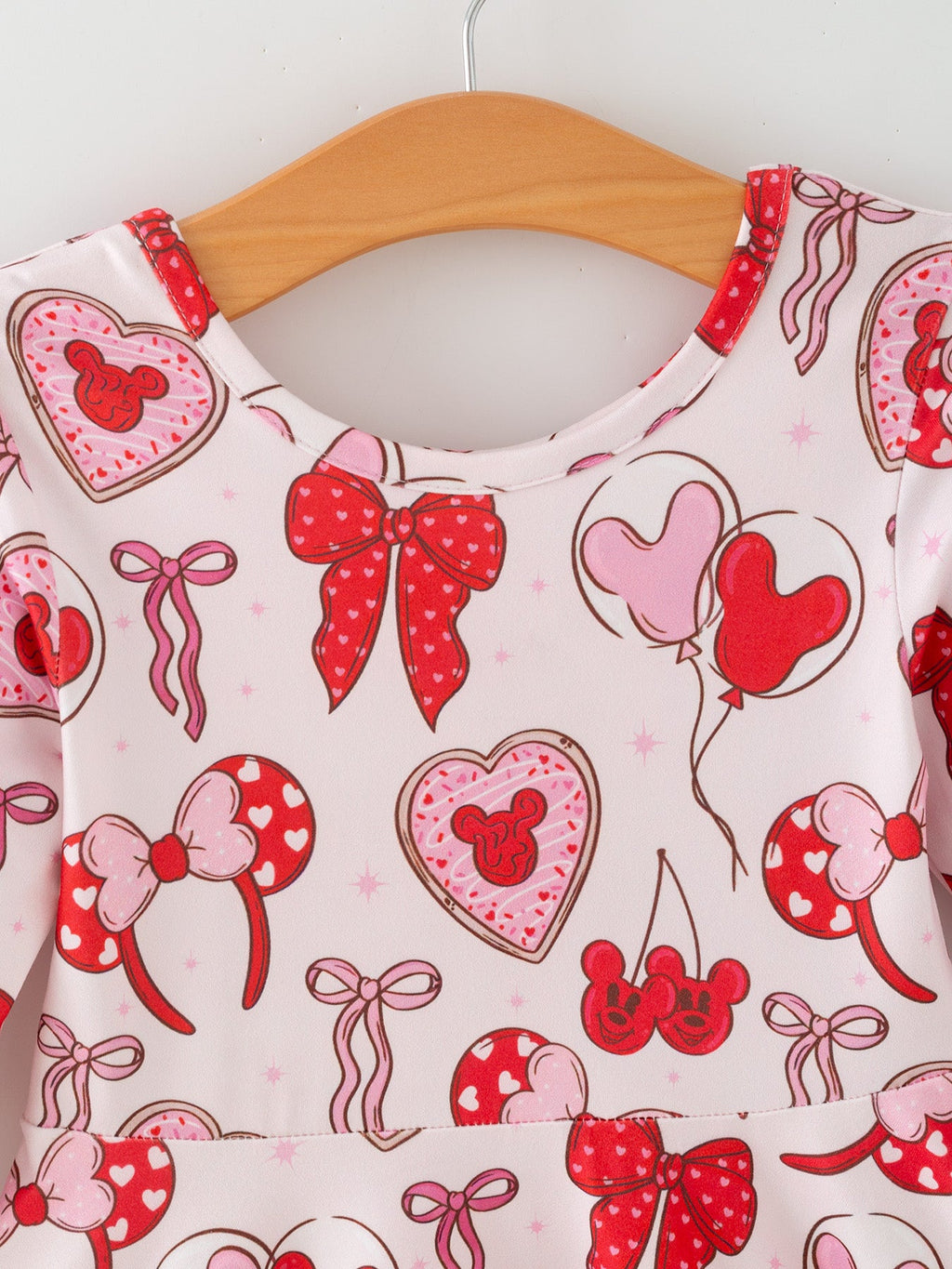 Toddler Girls Valentine Party Dress – Red Bow Heart Print Outfit