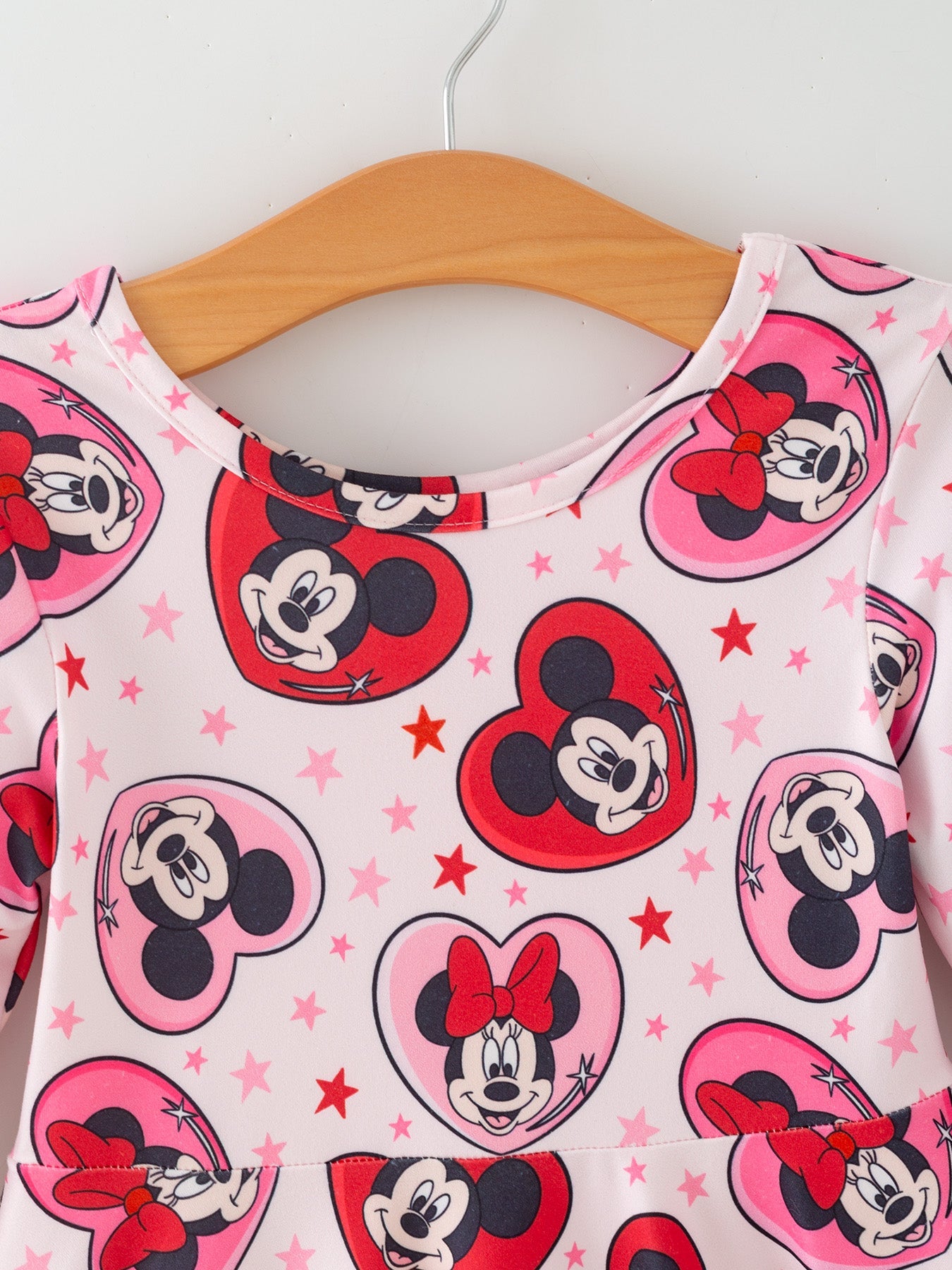 Valentine's Day Girls Long Sleeve Dress – Pink Character Heart Outfit