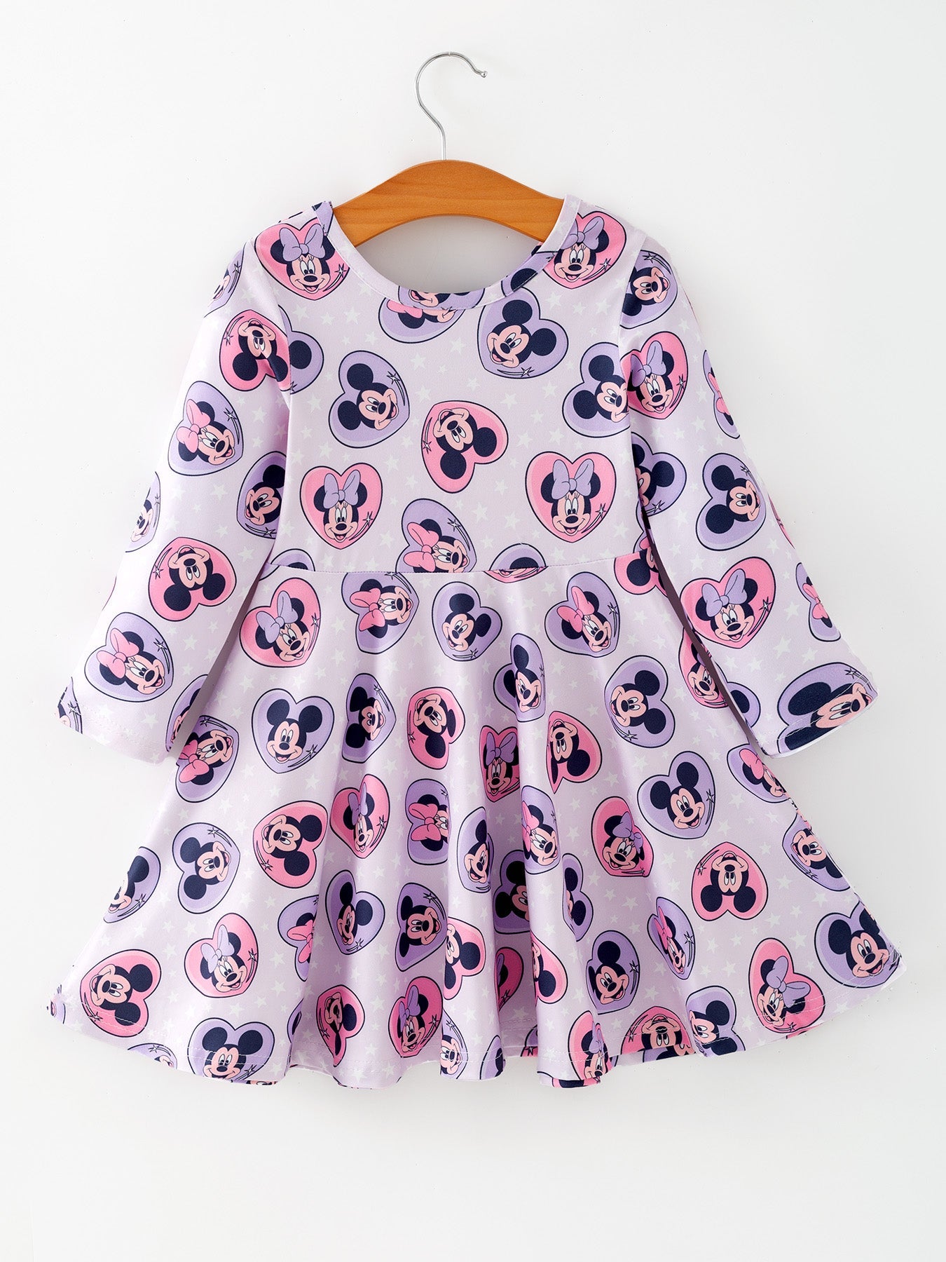 Toddler Girls Character Print Purple Heart Dress