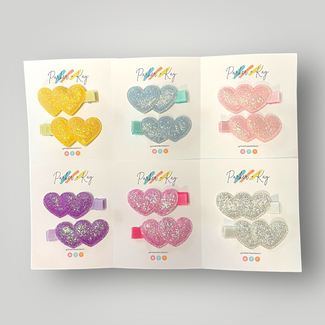 Sparkling Heart Hair Clips