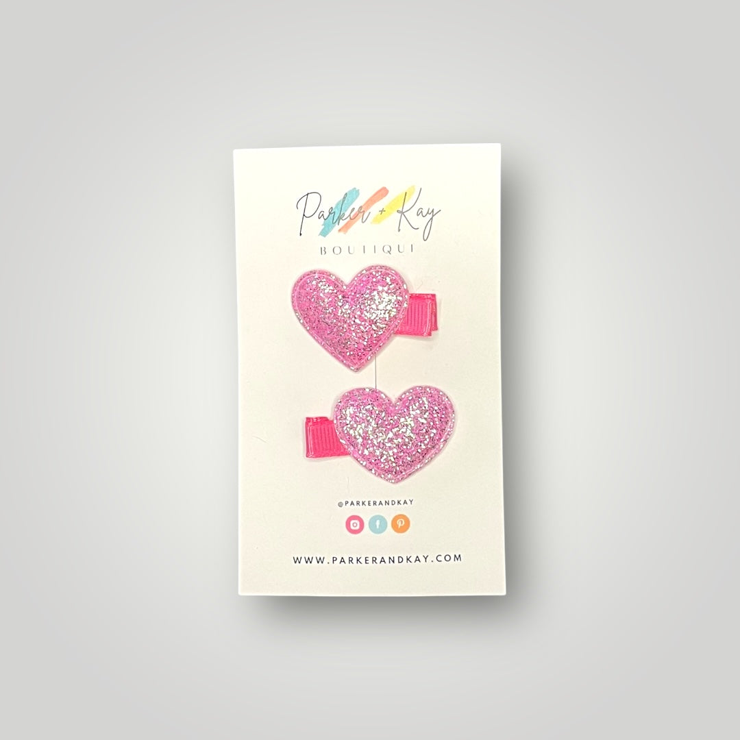 Sparkling Heart Hair Clips