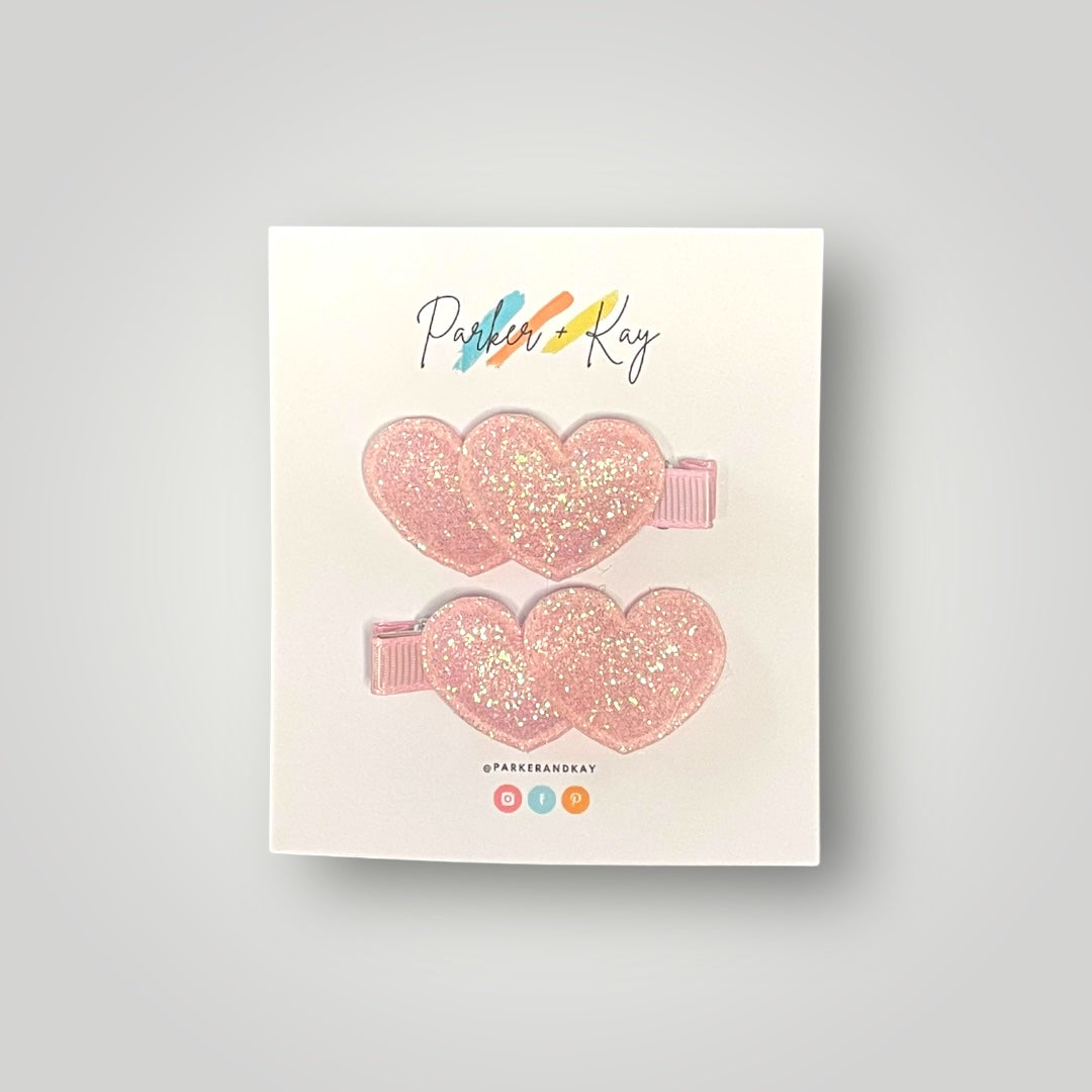 Sparkling Heart Hair Clips