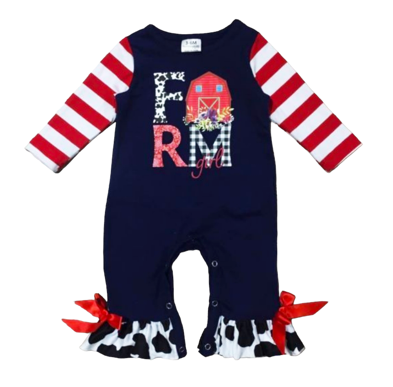 Baby Girls CowGirl Farmer Barn Romper Toddler Jumpsuit