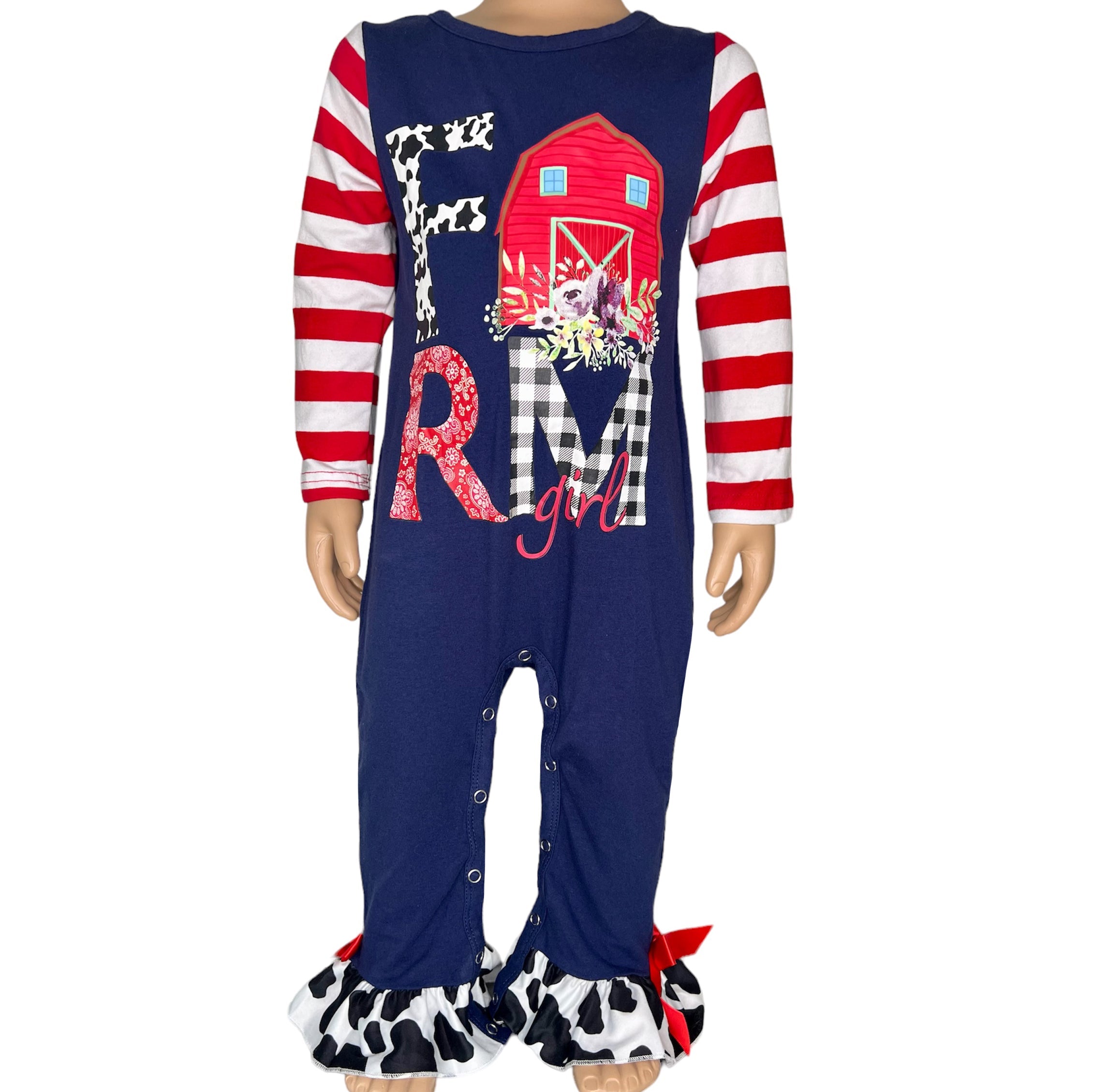 Baby Girls CowGirl Farmer Barn Romper Toddler Jumpsuit