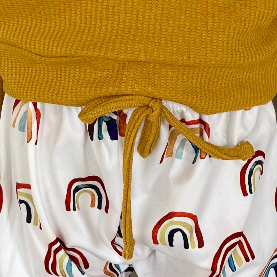 Unisex Rainbow Joggers and Mustard Shirt Baby/Toddler
