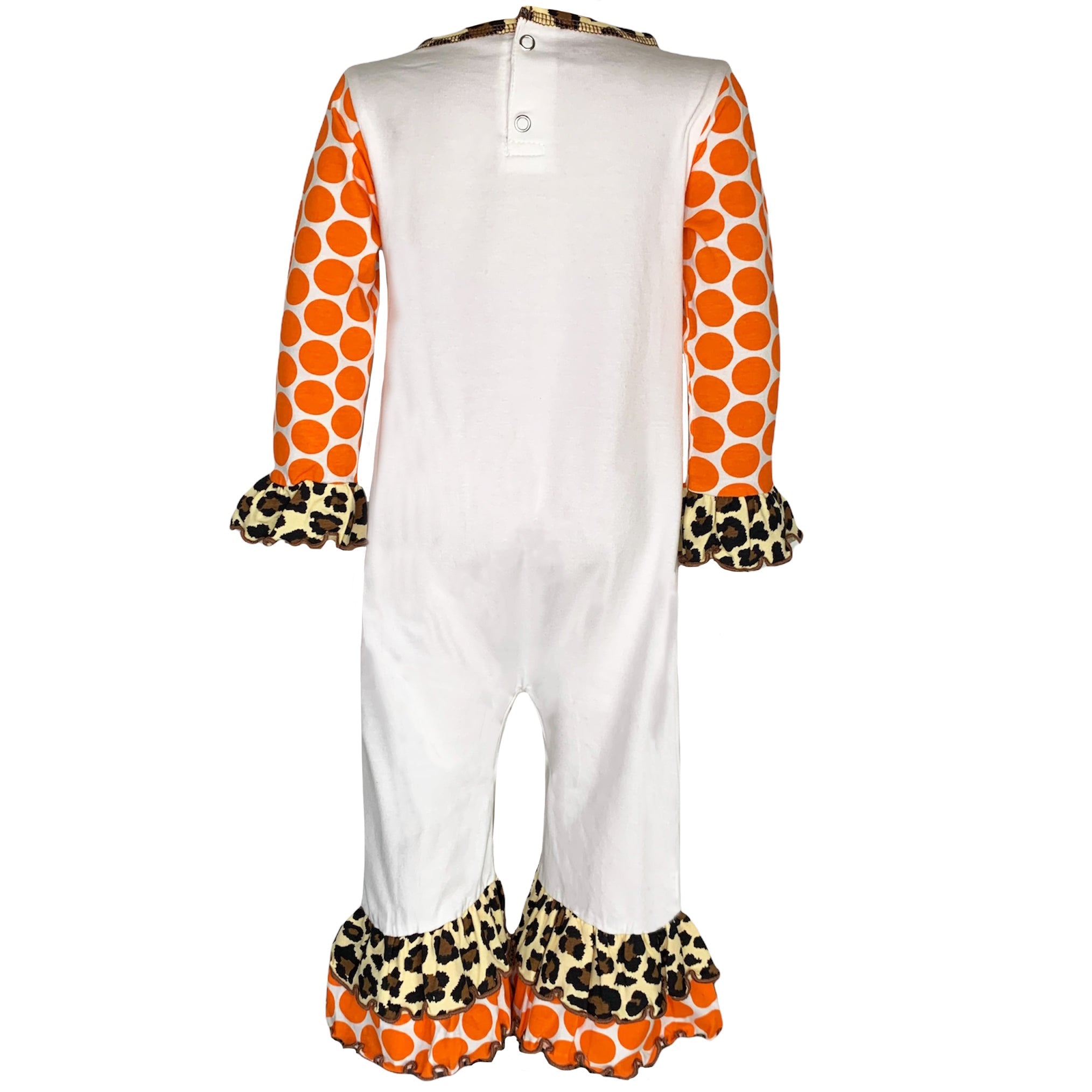 AnnLoren Baby Girls Orange pumpkin Autumn Holiday Cotton Romper-3