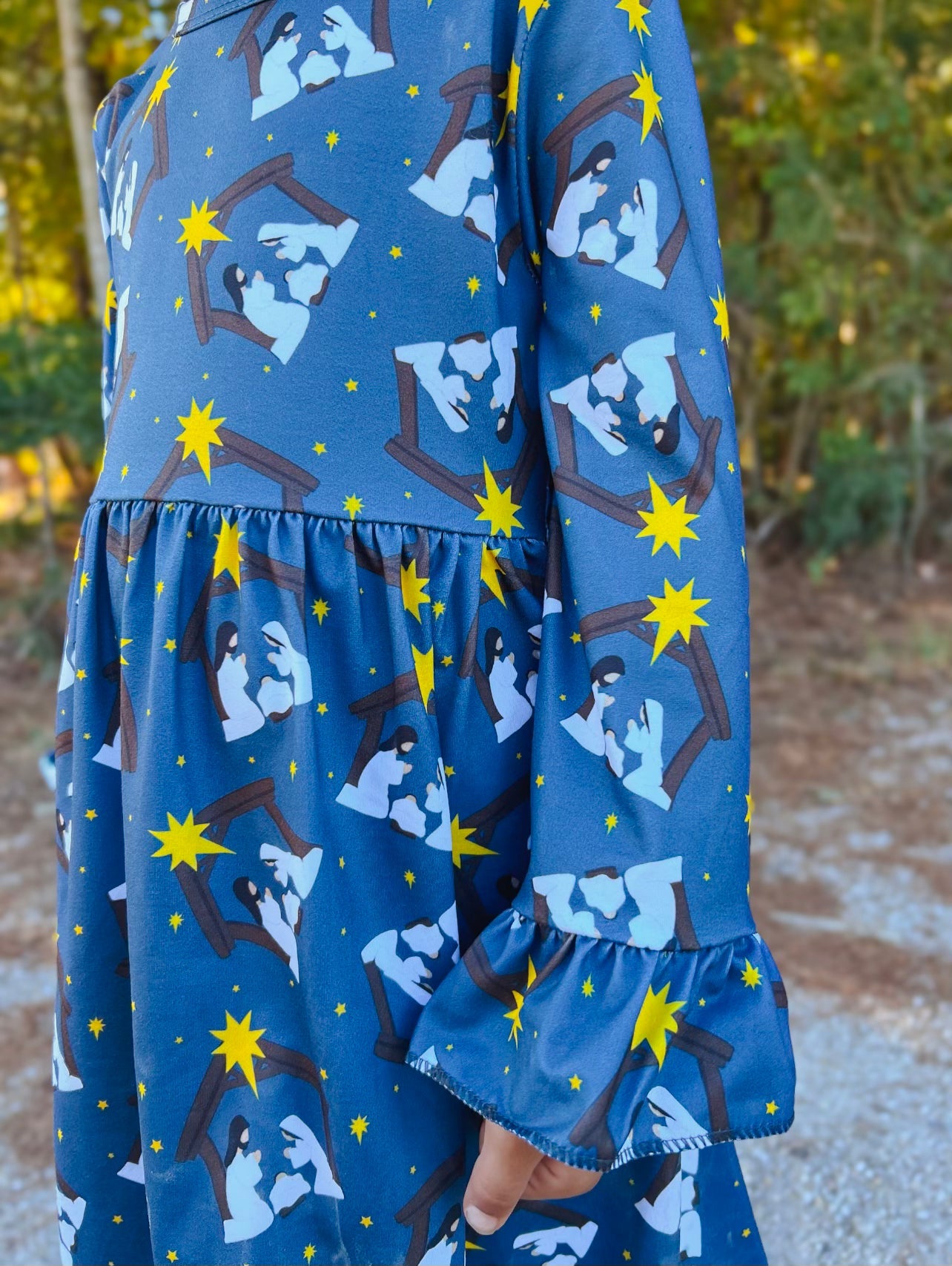 Nativity bell sleeve dress