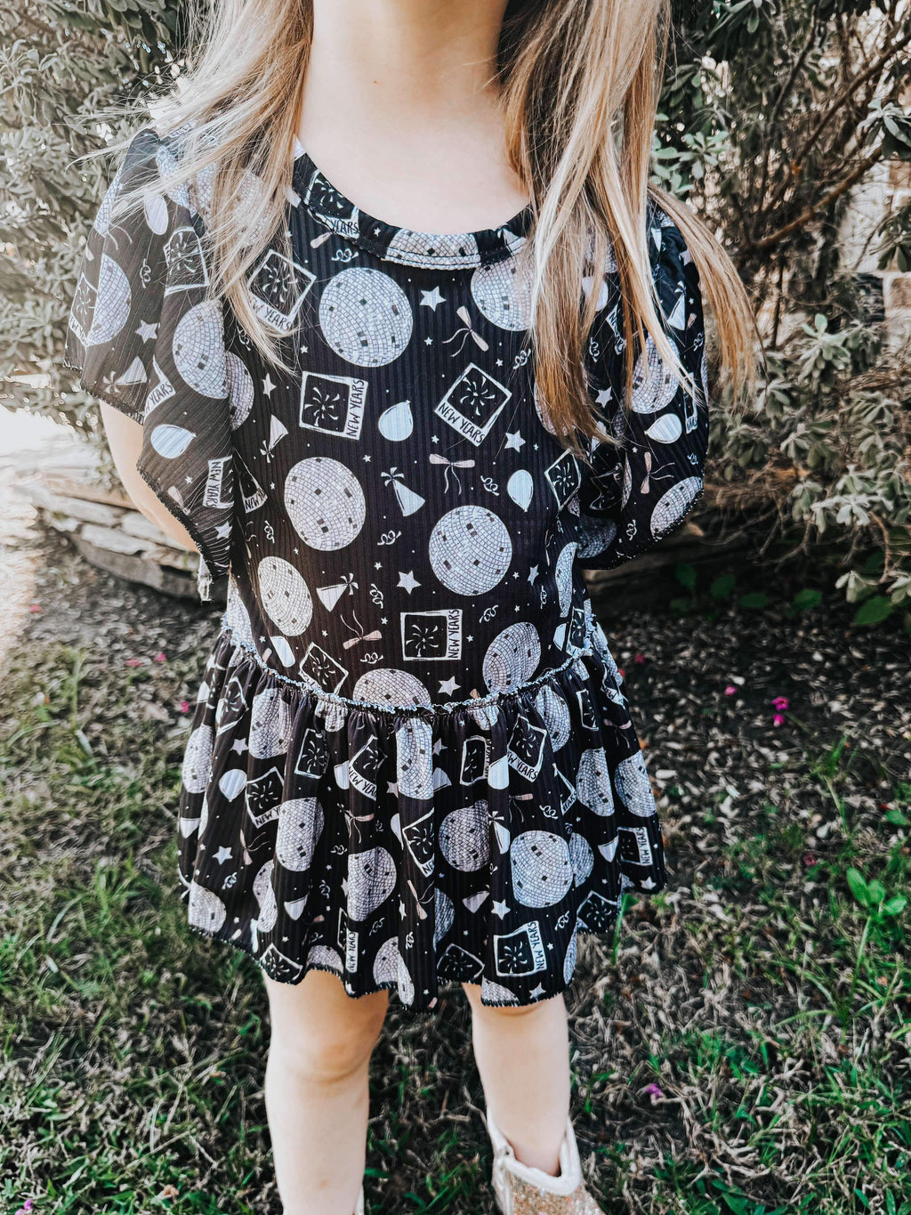 New year party ribbed skirted romper