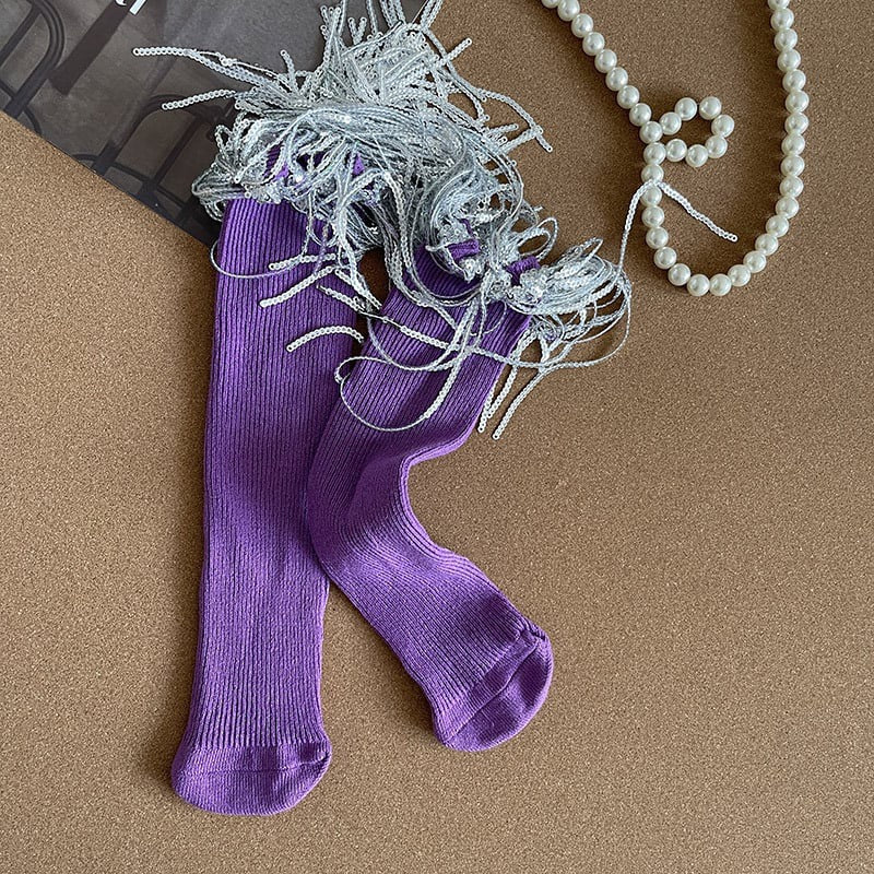 Sequin Tassel socks- Purple