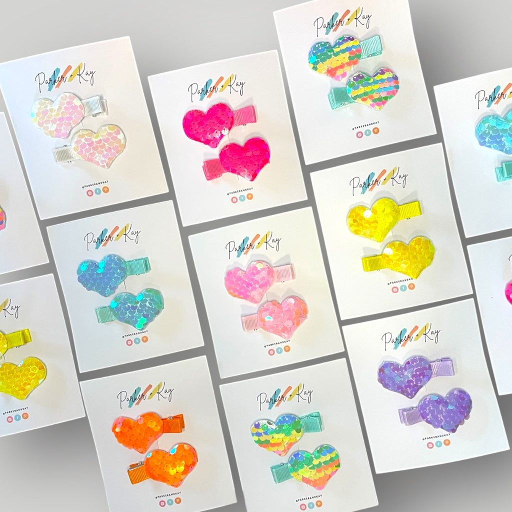 Sequin Heart Hair Clips