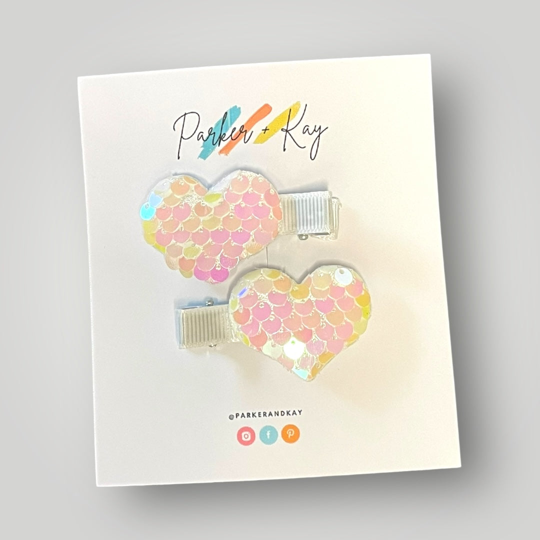 Sequin Heart Hair Clips