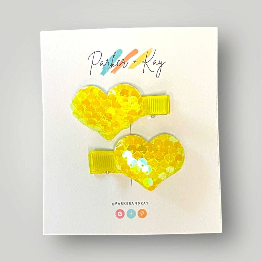 Sequin Heart Hair Clips