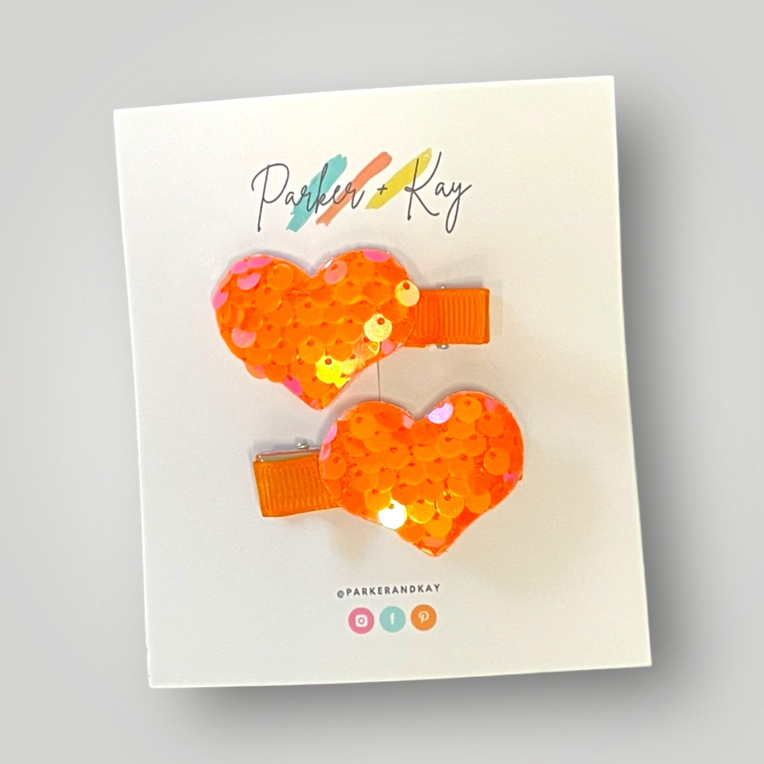 Sequin Heart Hair Clips